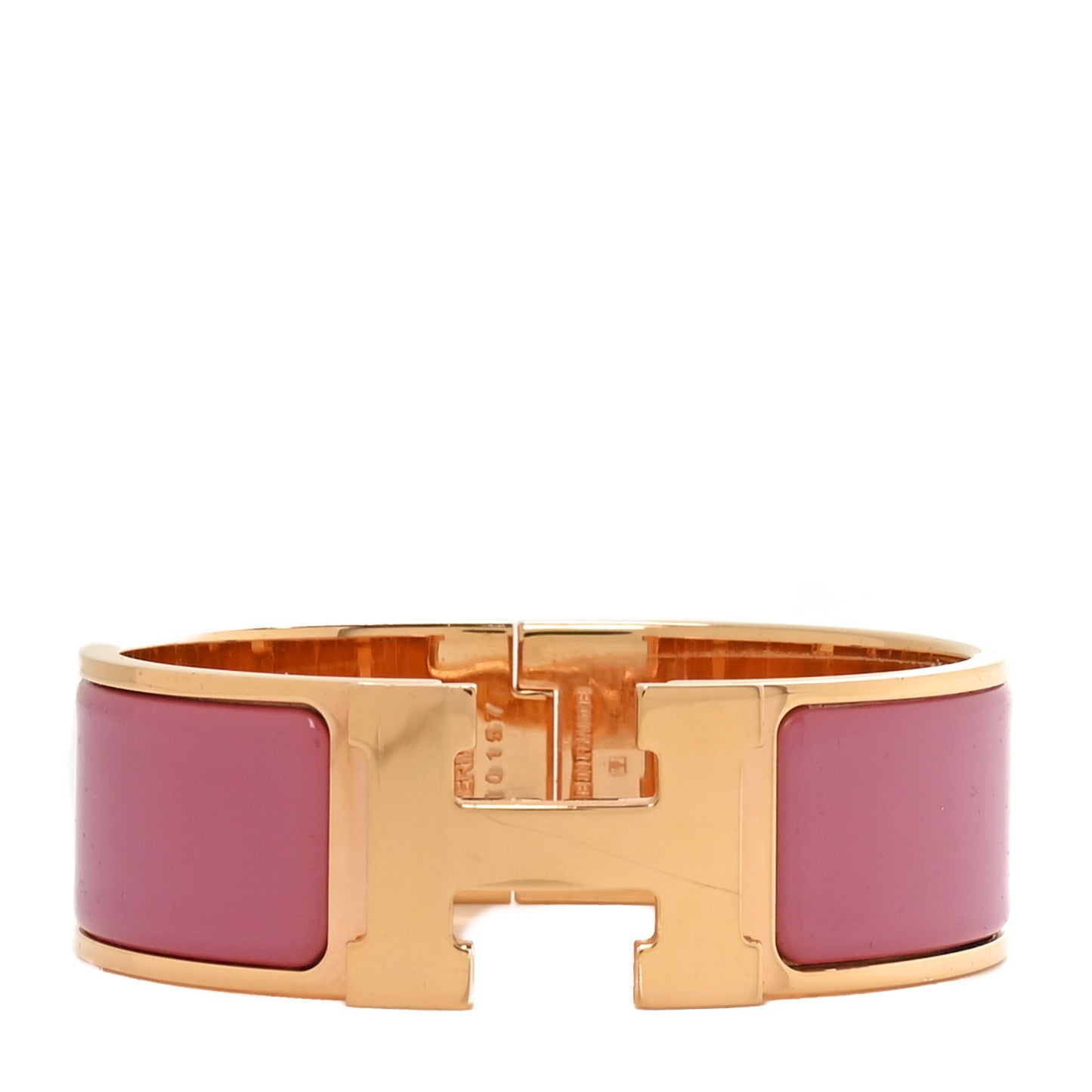 Enamel Wide Clic Clac H Bracelet GM Rose Velours