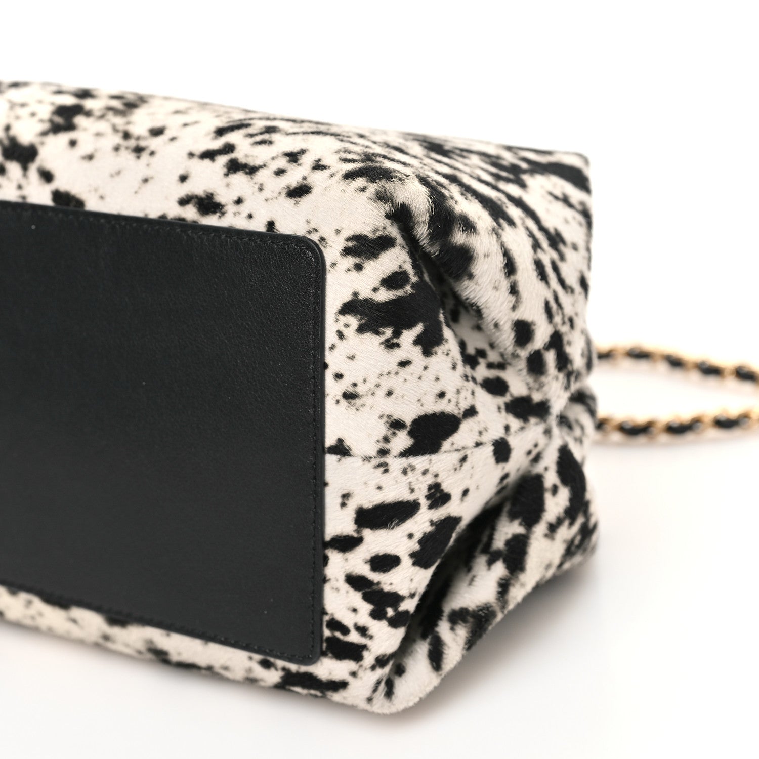 Chanel Lambskin Pony Hair Printed Clutch With Chain Black White 10 of 11