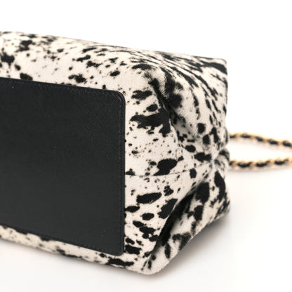 Chanel Lambskin Pony Hair Printed Clutch With Chain Black White 10 of 11