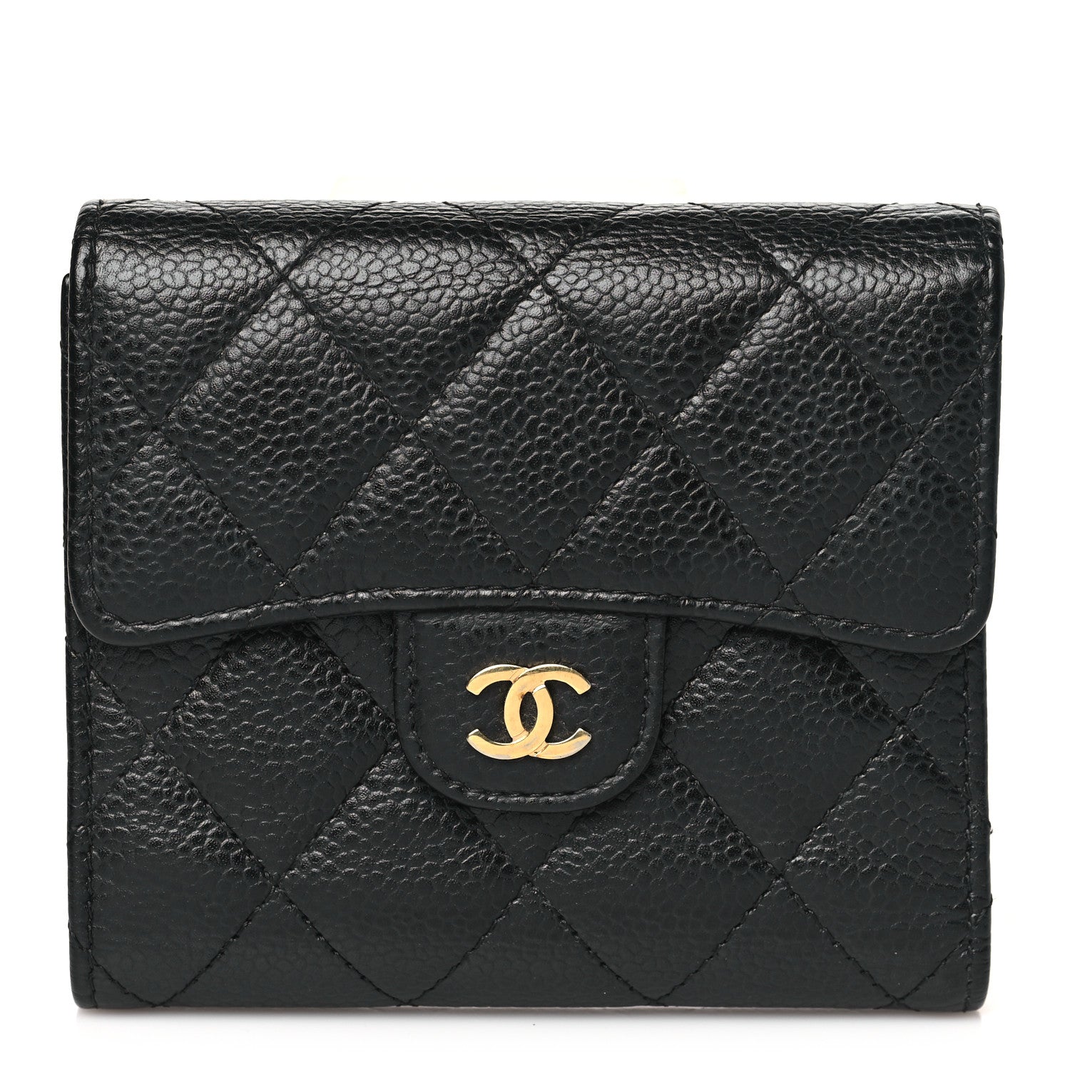 Chanel Caviar Quilted Compact Flap Wallet Black 1 of 9