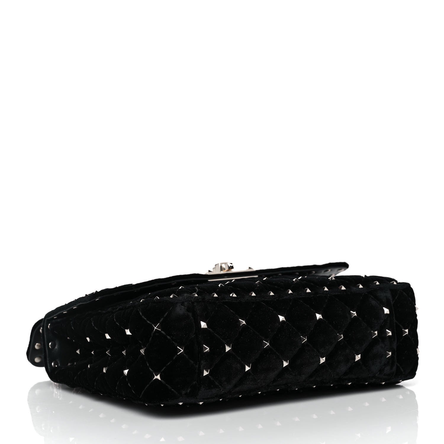 Valentino Garavani Velvet Medium Rockstud Spike Shoulder Bag Black 3 of 8