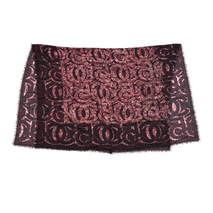 Chanel Cashmere Silk CC Logo Scarf Shawl Purple 2 of 3