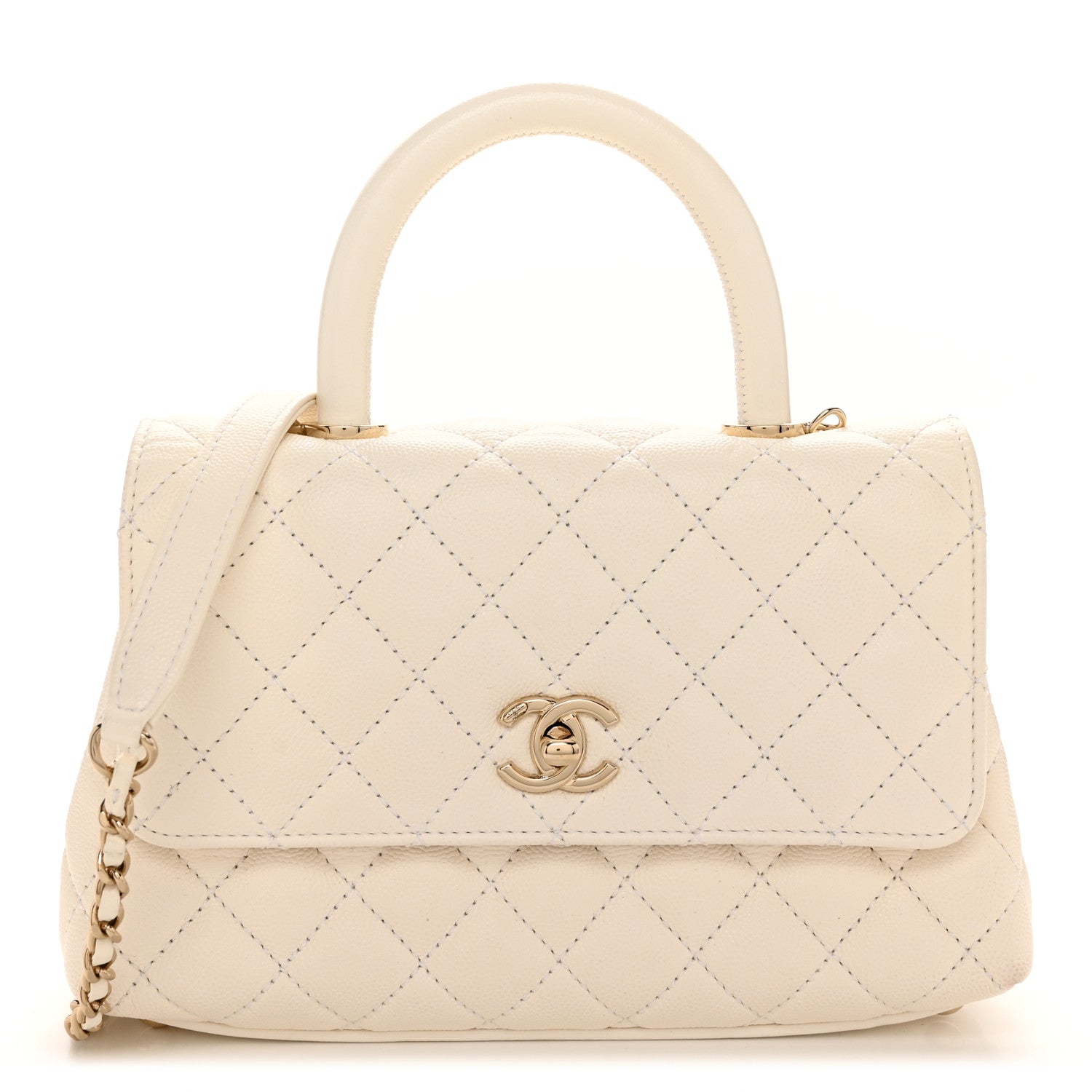 Chanel Caviar Quilted Mini Coco Handle Flap White 1 of 12