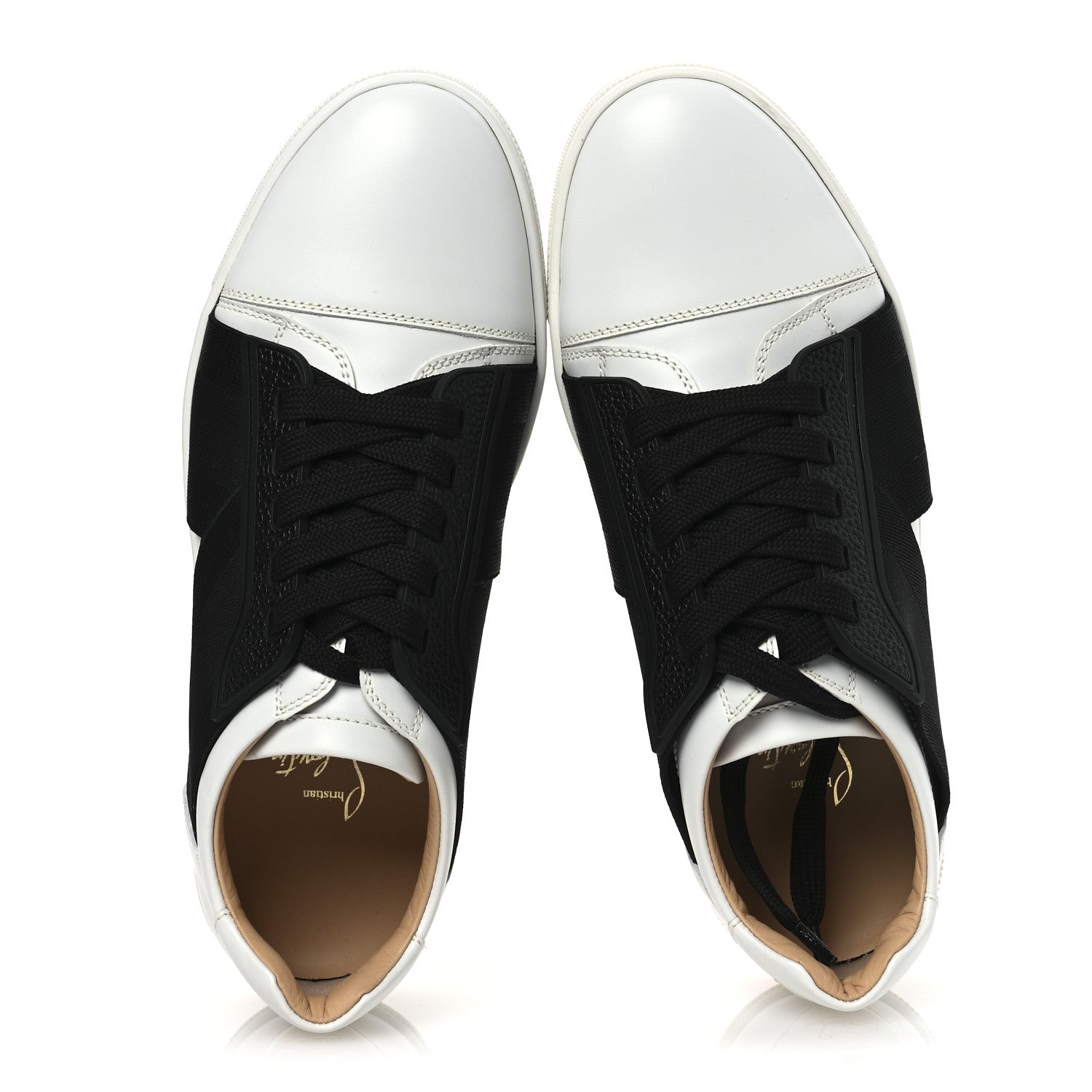Christian Louboutin Calfskin Elastikid Donna Flat Sneakers 37 Bianco Black 2 of 10