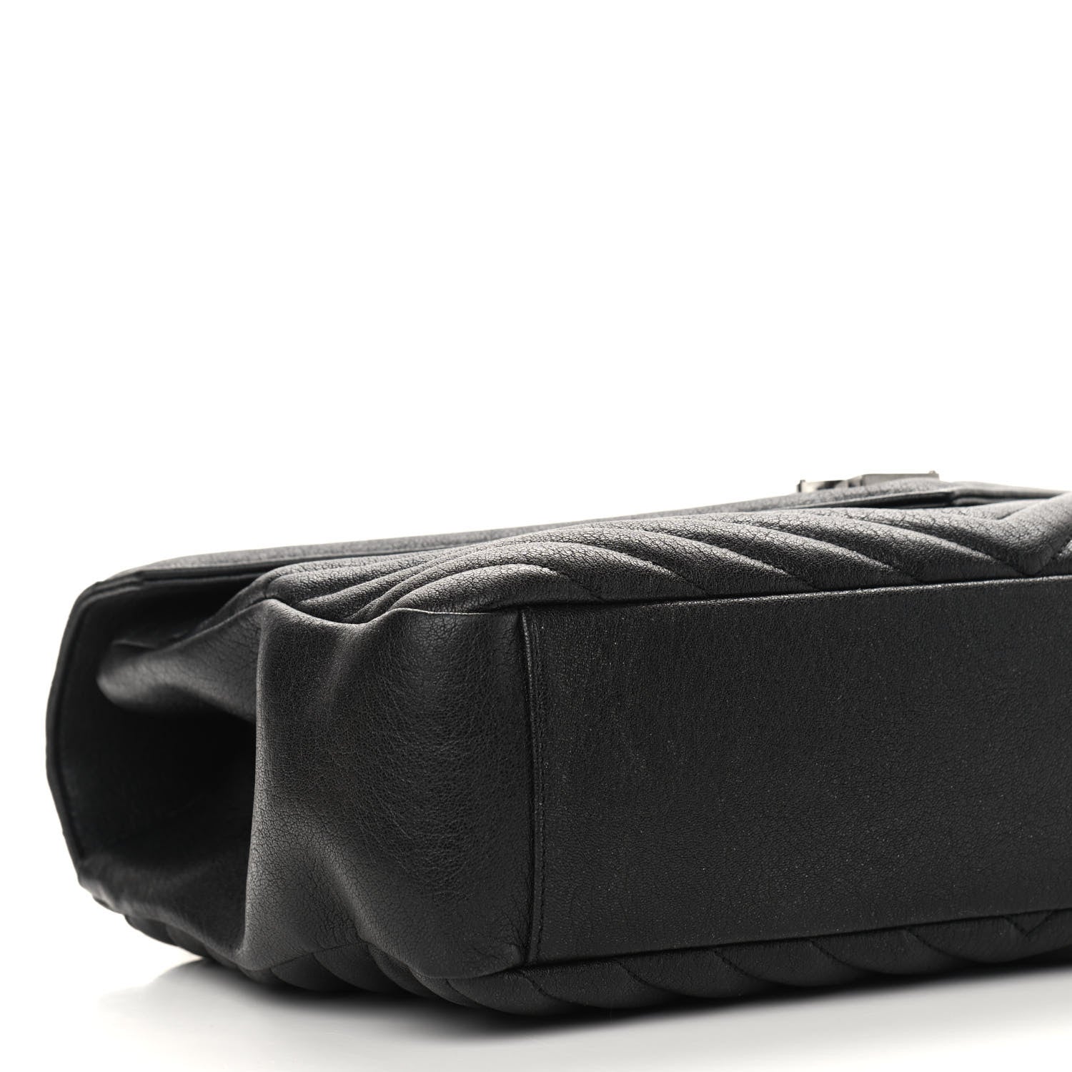Saint Laurent Sheepskin Matelasse Chevron Monogram Large College Satchel Black 11 of 12