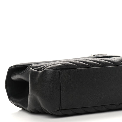 Saint Laurent Sheepskin Matelasse Chevron Monogram Large College Satchel Black 11 of 12