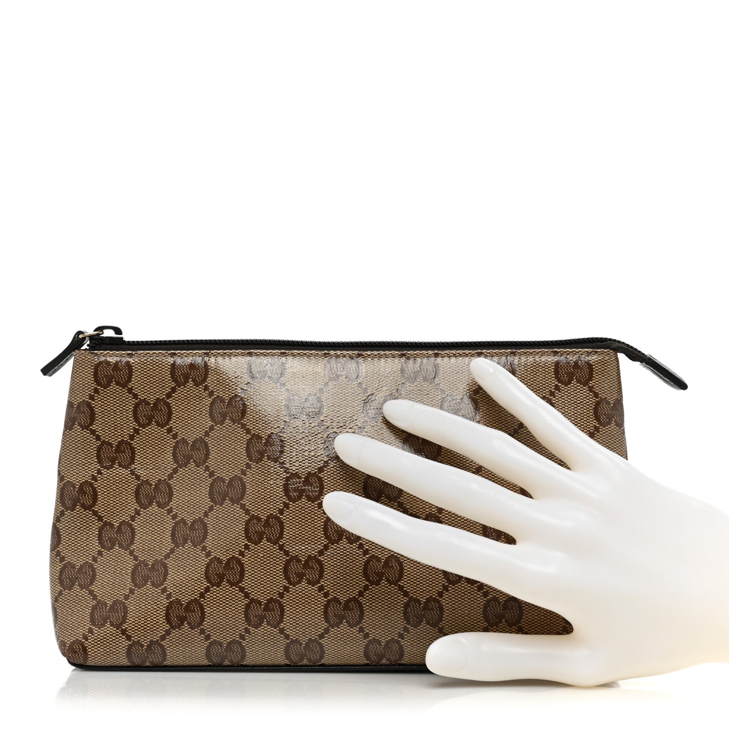 Crystal Monogram Cosmetic Pouch Dark Brown