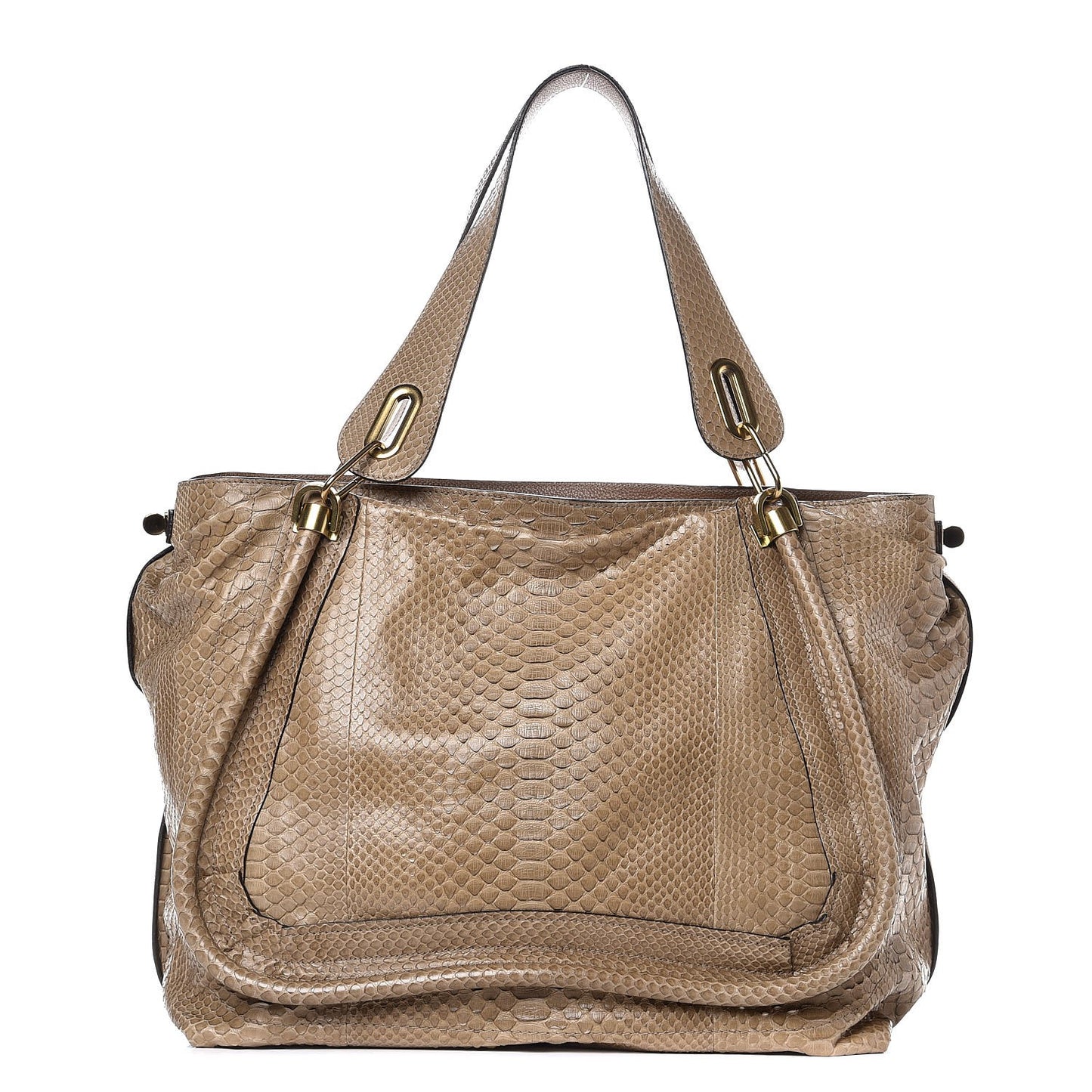 Python Calfskin Large Paraty Tote Sand Shell