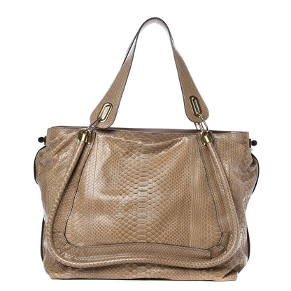 Chloe Python Calfskin Large Paraty Tote Sand Shell 1 of 8