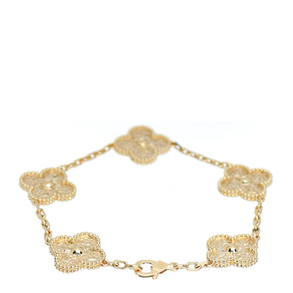 Van Cleef & Arpels 18K Yellow Gold 5 Motifs Vintage Alhambra Bracelet 3 of 5