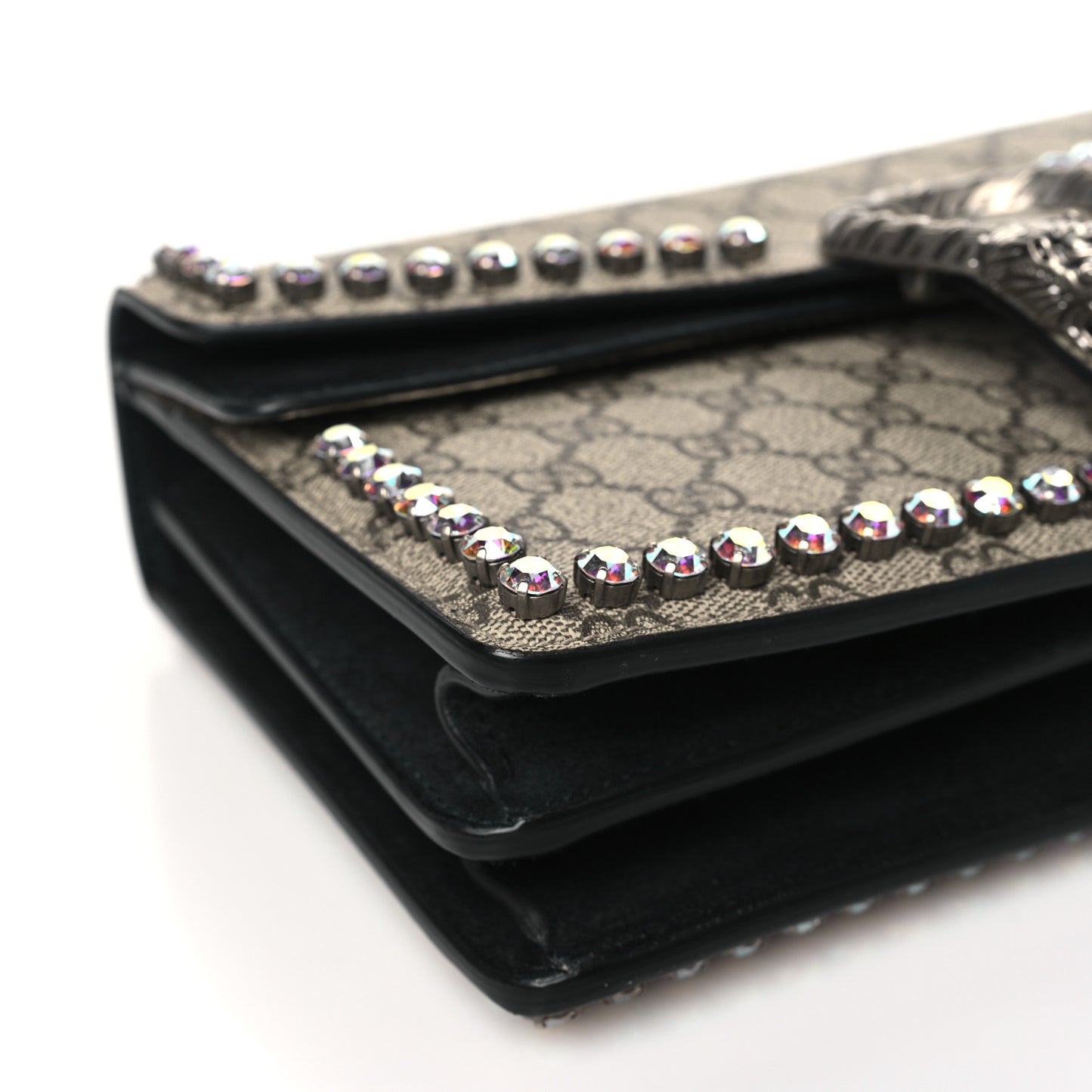 GG Supreme Monogram Crystal Small Dionysus Shoulder Bag Black