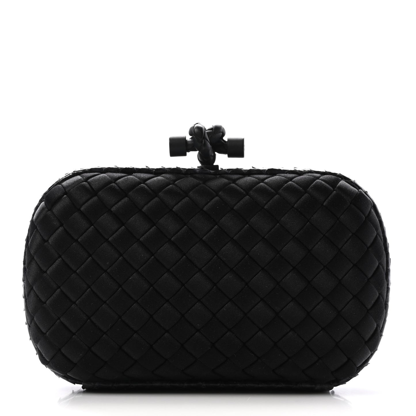 Satin Ayers Intrecciato Chain Knot Clutch Black