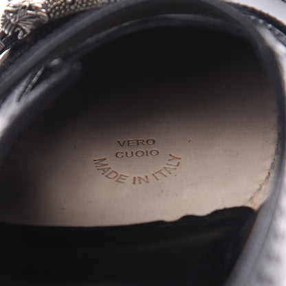 Gucci Calfskin Bee Embroidered Mens Queercore Brogue Wingtip Monk Strap Loafers 10.5 Black 10 of 14