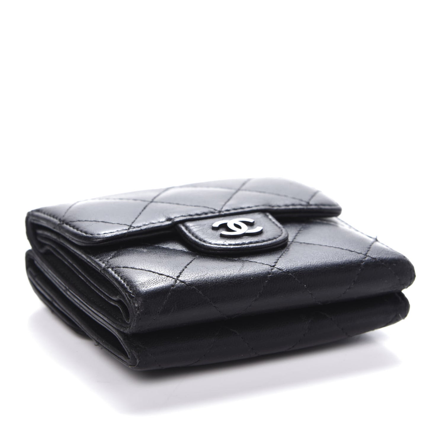 Lambskin Quilted Double Sided Wallet Black