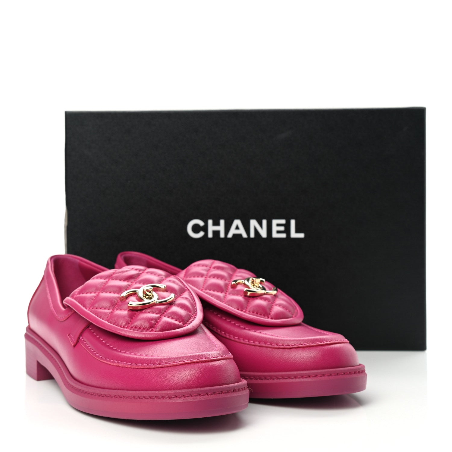 Chanel Lambskin Quilted CC Turnlock Loafers 41 Fuchsia 9 of 9