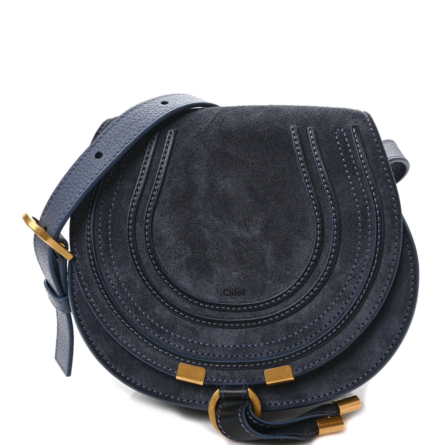 Suede Small Marcie Saddle Bag Graphite Navy
