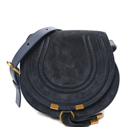 Chloe Suede Small Marcie Saddle Bag Graphite Navy 1 of 8