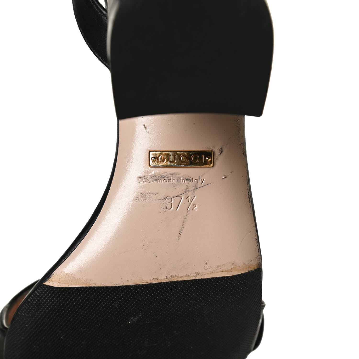 Gucci Lifford Calfskin GG Marmont Ankle Wrap 75mm Sandals 37.5 Black 8 of 11