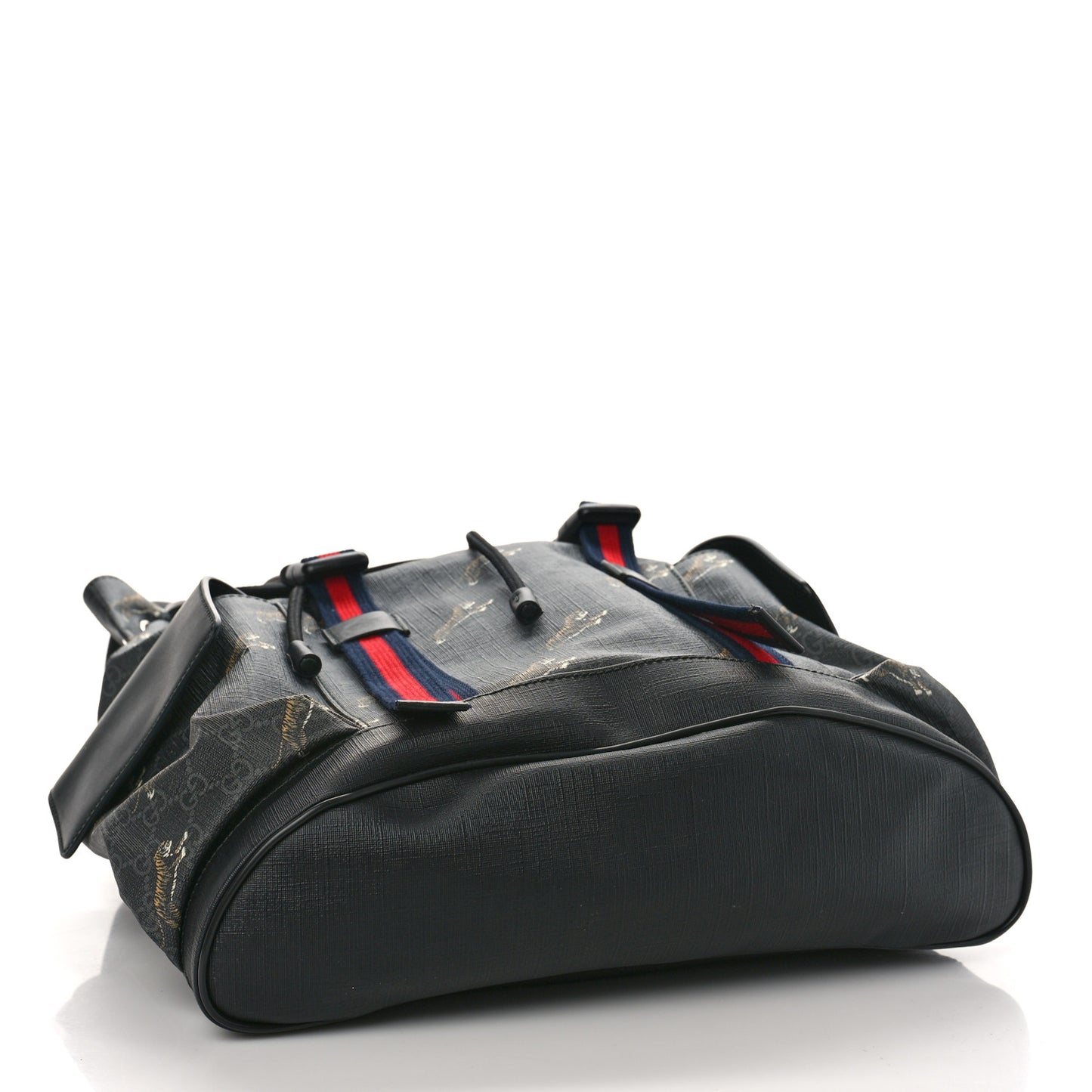 GG Supreme Monogram Tigers Double Buckle Backpack Black Multicolor