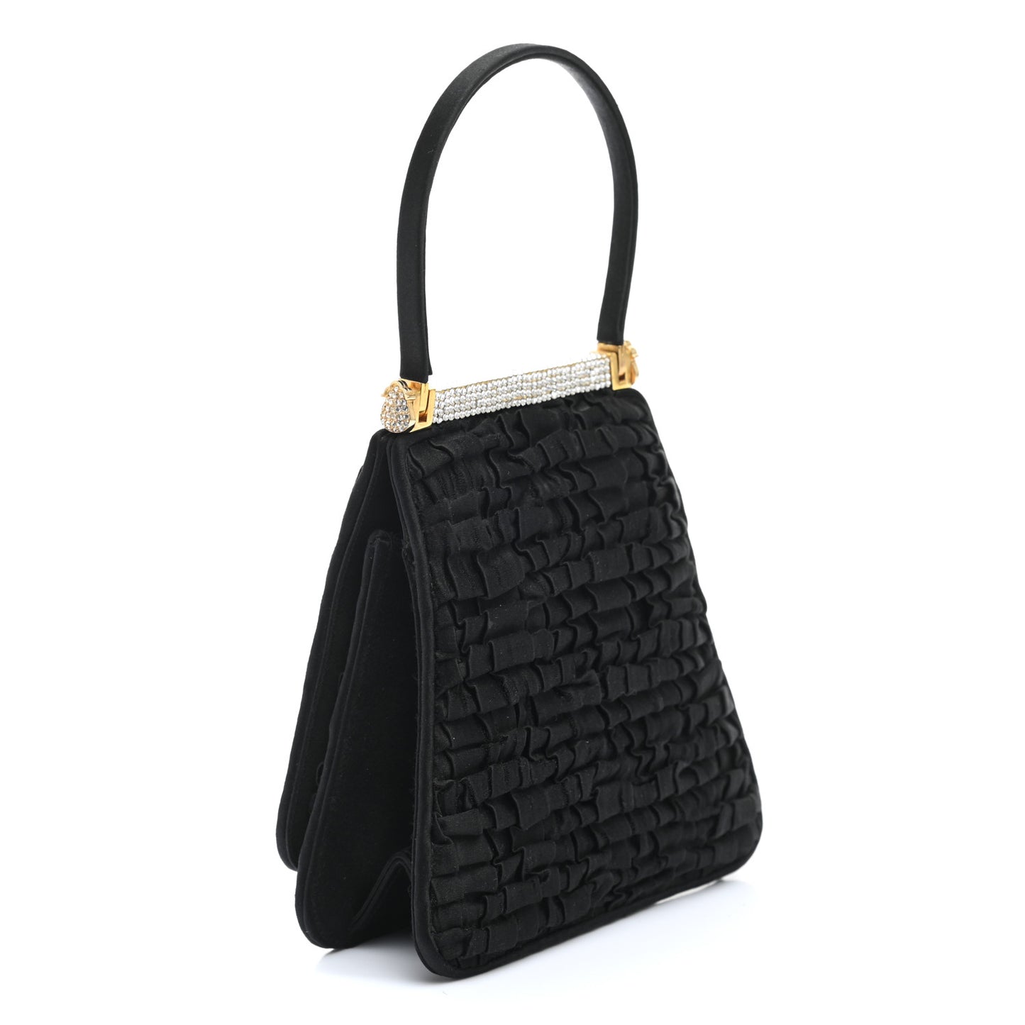 Swarovski Crystal Satin Evening Bag Black