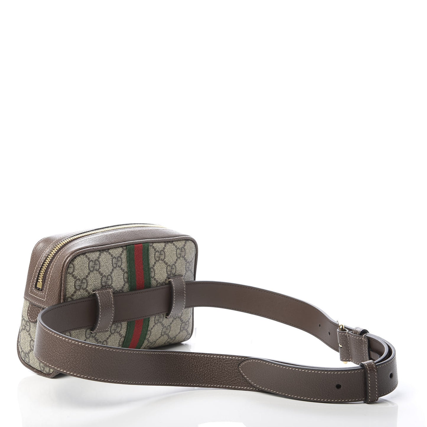GG Supreme Monogram Web Small Ophidia Belt Bag 95 38 Dark Brown