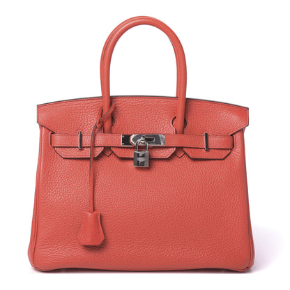 Hermes Taurillon Clemence Birkin 30 Rouge Pivoine 1 of 12