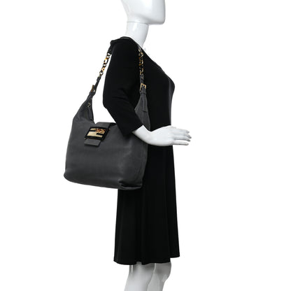 Fendi Vitello Savana Forever Hobo Grigio Tartaruga Natural 2 of 13