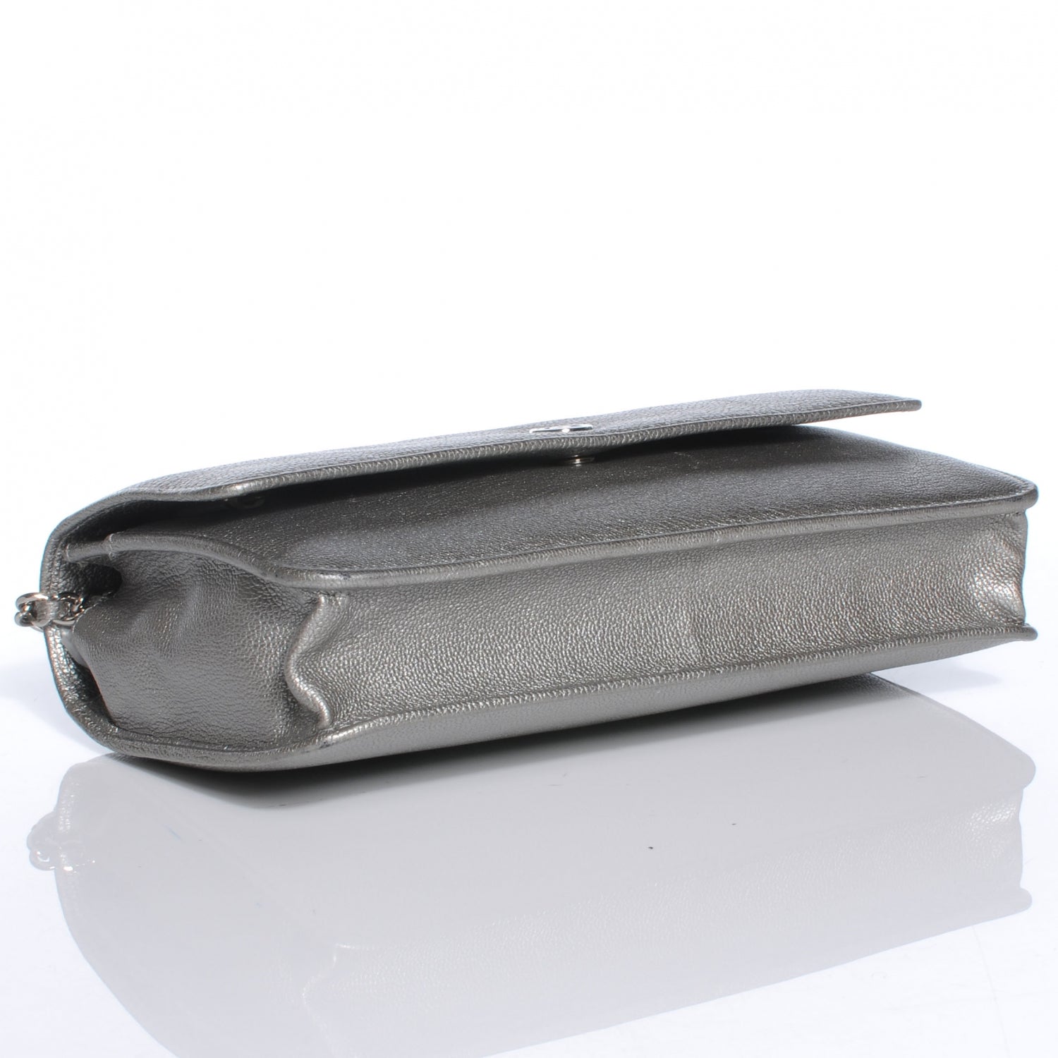 Chanel Goatskin Wallet On Chain WOC Silver 4 of 8