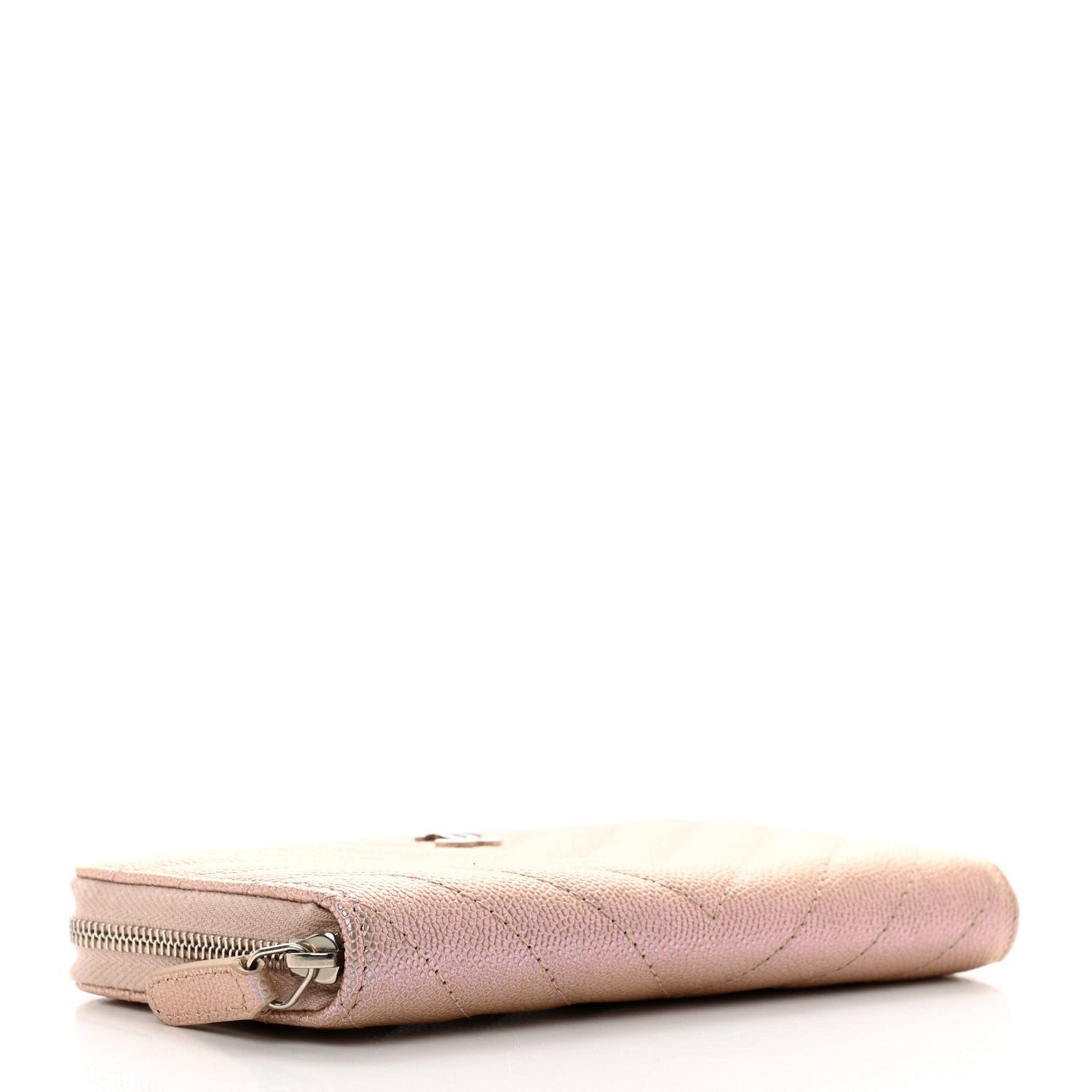 Chanel Iridescent Caviar Chevron Quilted Medium Zip Around Wallet Light Gold 4 of 11