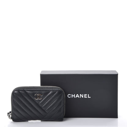 Chanel Lambskin Quilted Crossing Zip Around Coin Purse Black 10 of 10