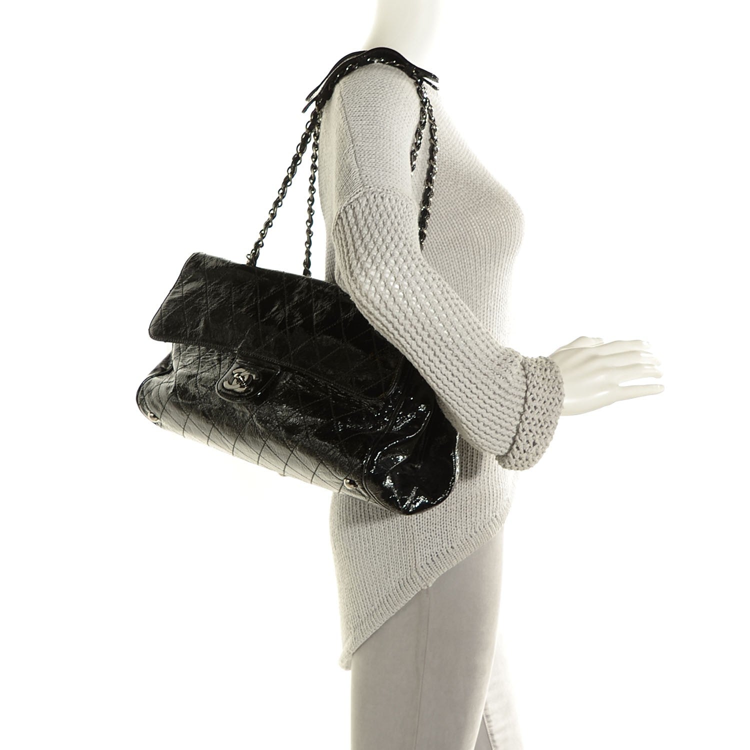 Chanel Patent Quilted Ritz Flap Bag Black 2 of 8