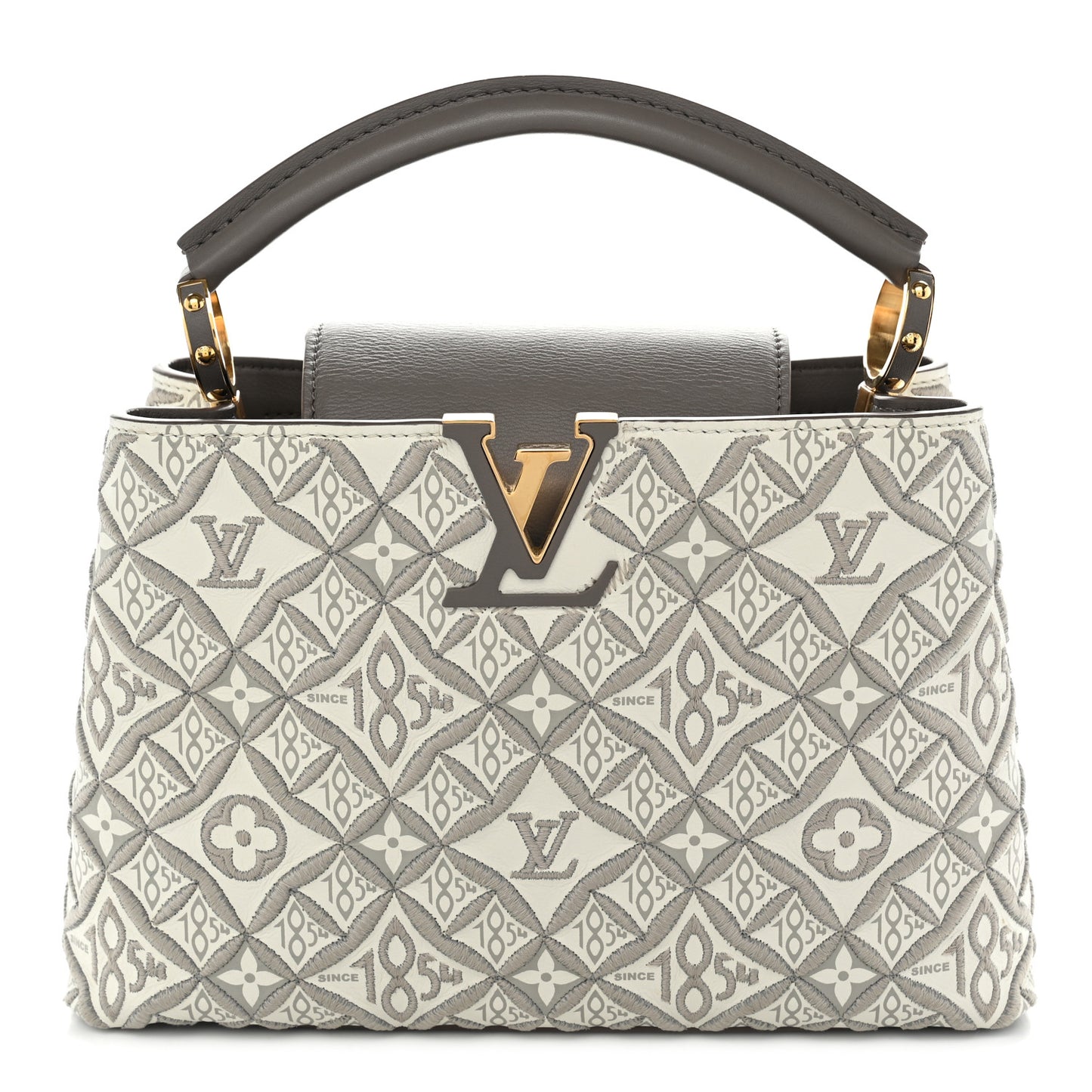 Calfskin Since 1854 Embroidered Capucines BB Ecru Taupe