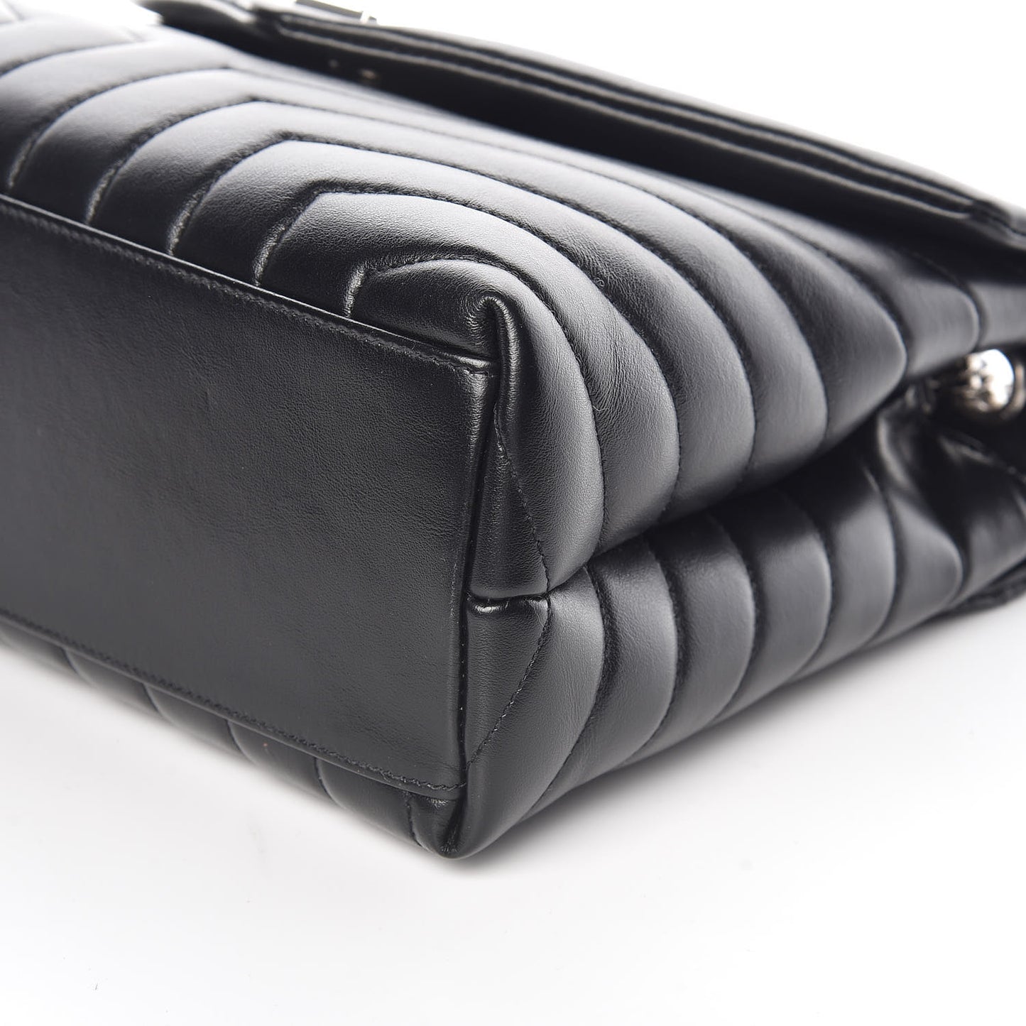 Calfskin Y Quilted Monogram Medium Loulou Chain Satchel Black