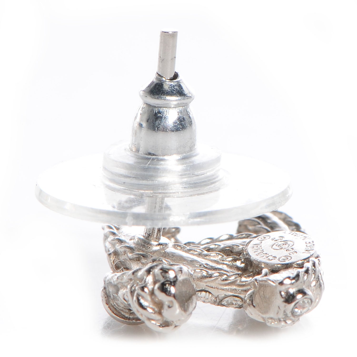Chanel Crystal CC Earrings Silver 3 of 11