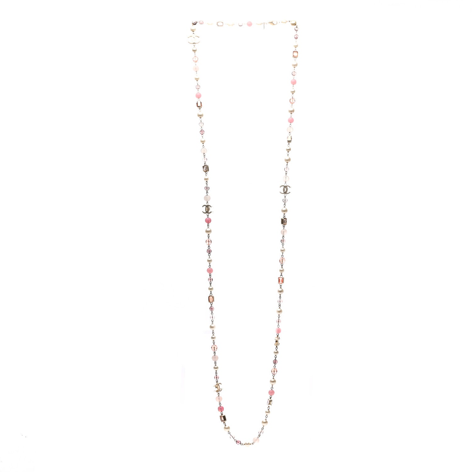 Chanel Pearl Beaded Enamel CC Long Necklace Gold Multicolor 3 of 5