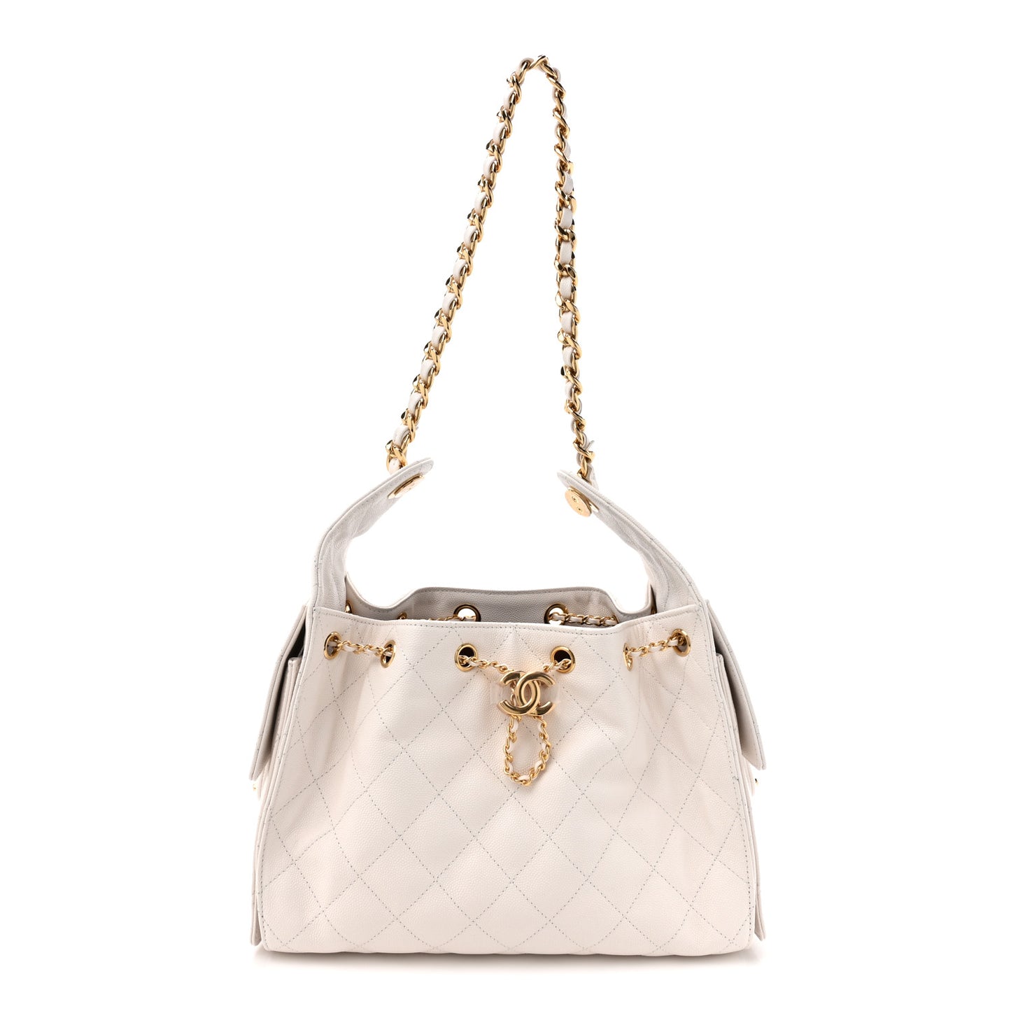 Caviar Quilted Small Chanel 25 Handbag White
