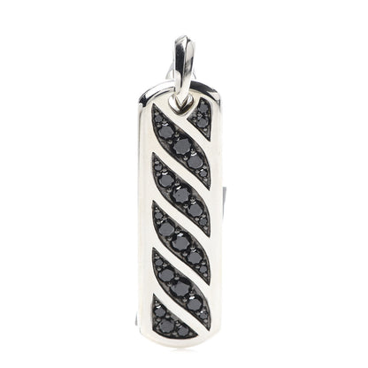 David Yurman Sterling Silver Black Diamond Mens Graphic Cable Ingot Tag Pendant 1 of 3
