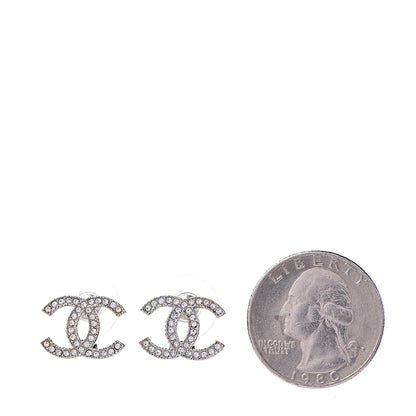 Chanel Crystal Timeless CC Earrings Silver 2 of 5