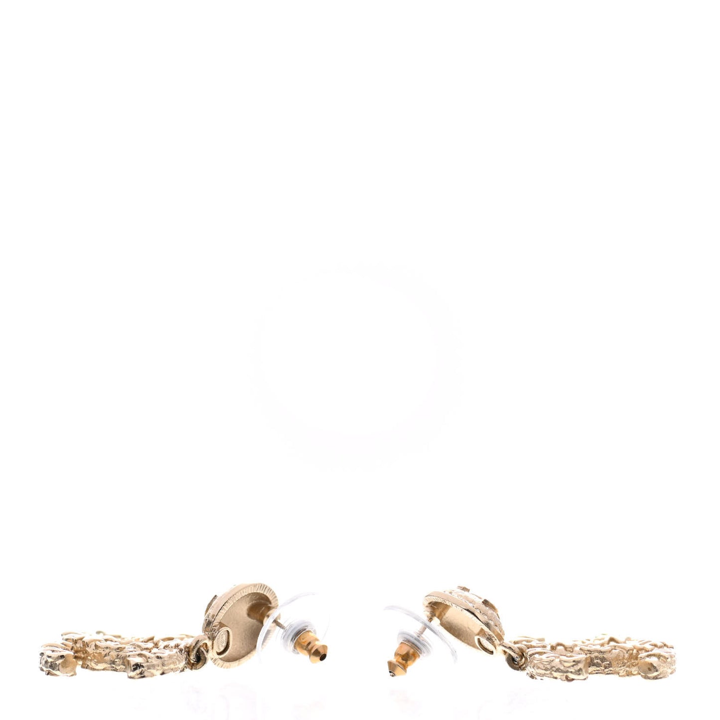 Crystal CC Drop Logo Earrings Gold