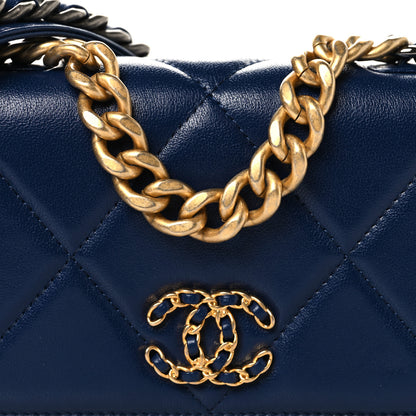 Chanel Lambskin Quilted Chanel 19 Wallet On Chain WOC Blue 9 of 11