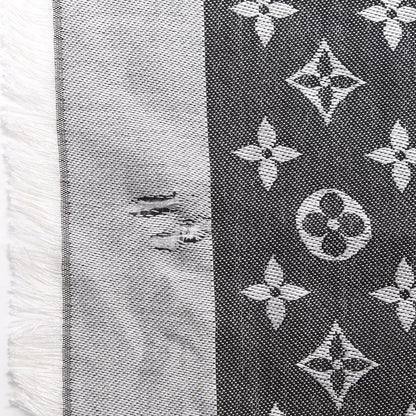 Louis Vuitton Silk Wool Monogram Denim Shawl Black 3 of 4