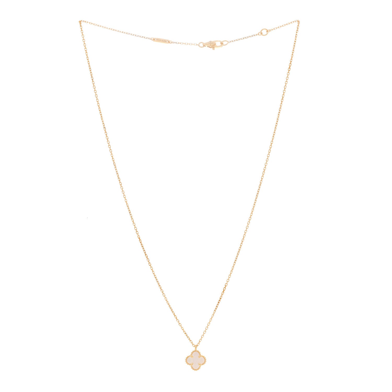 Van Cleef & Arpels 18K Yellow Gold Mother of Pearl Sweet Alhambra Pendant Necklace 3 of 5