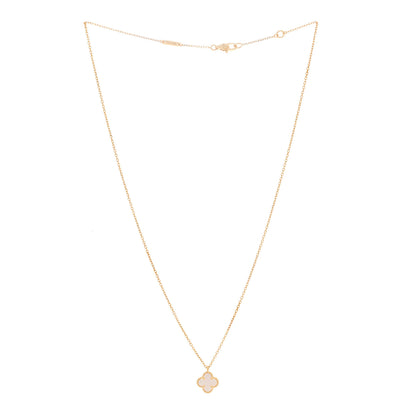 Van Cleef & Arpels 18K Yellow Gold Mother of Pearl Sweet Alhambra Pendant Necklace 3 of 5