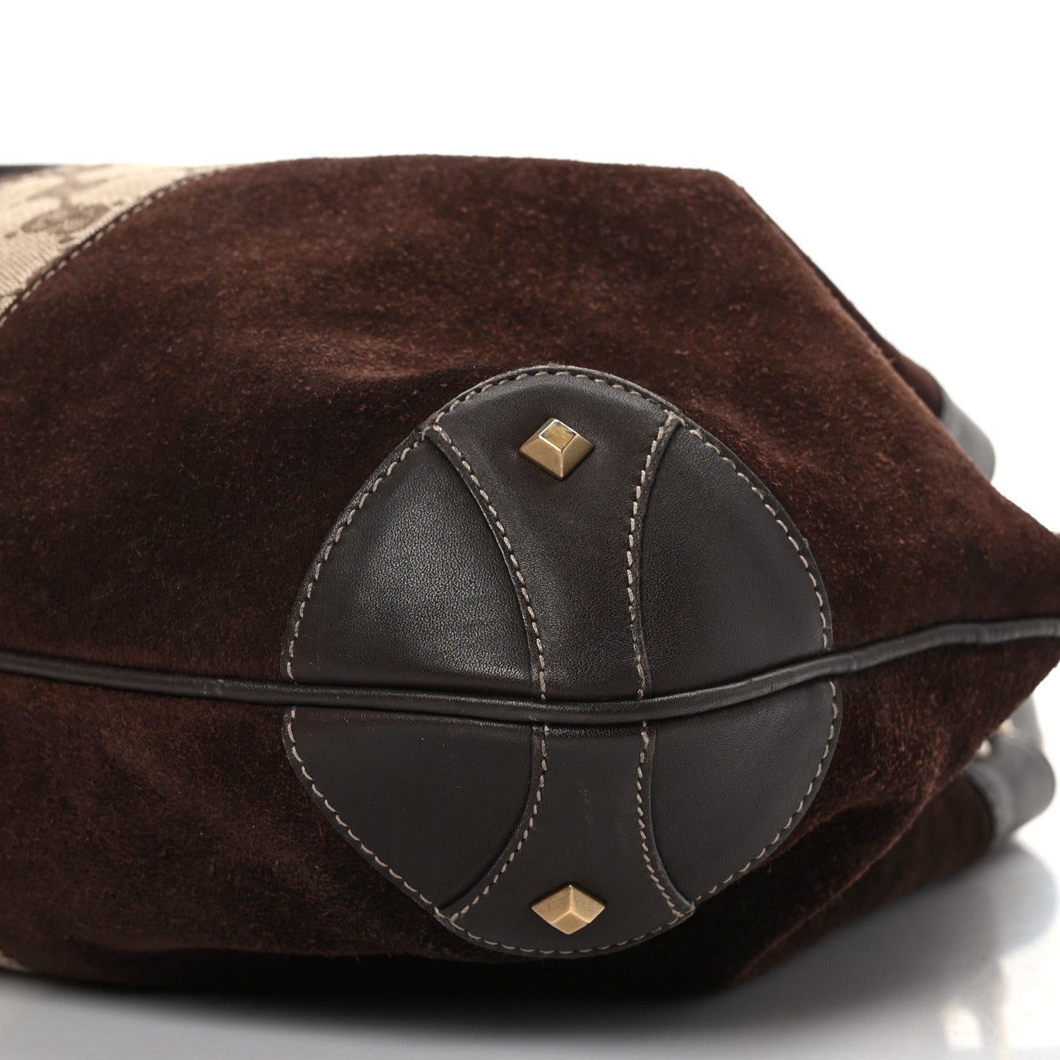 Gucci Suede Monogram Drawstring Bag Brown 9 of 10
