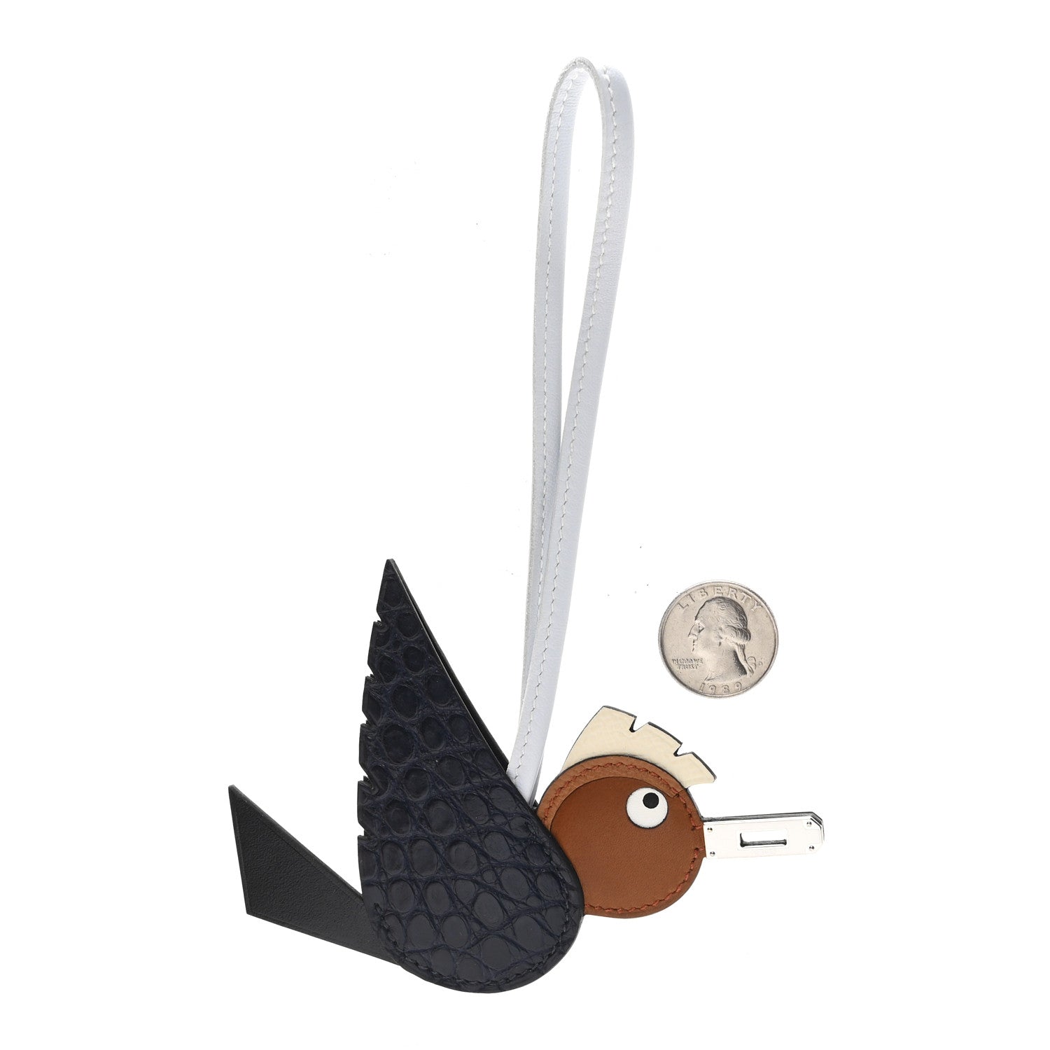 Hermes Epsom Swift Barenia Alligator Birdy Bag Charm Fauve Craie Bleu Brume Black 2 of 5