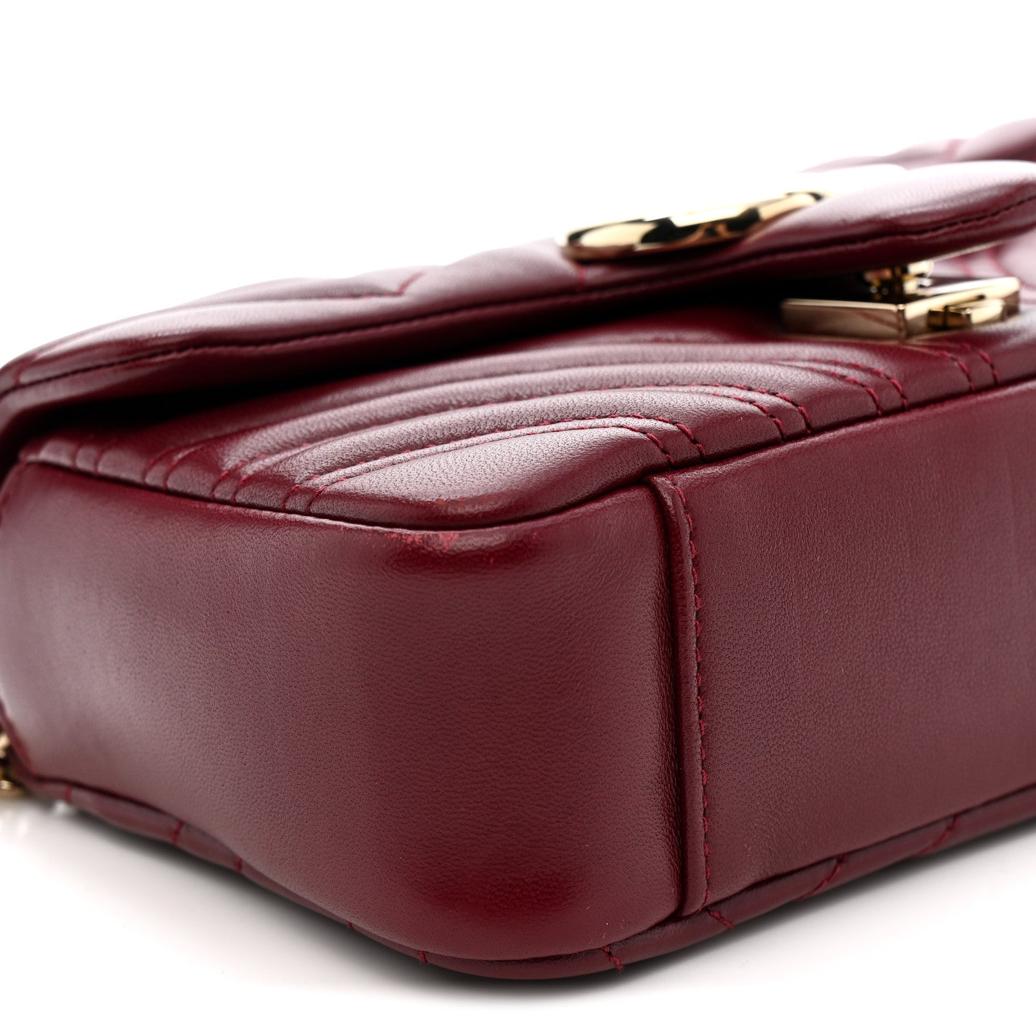 Gucci Lambskin Matelasse Small GG Marmont Shoulder Bag Rosso Ancora 9 of 12