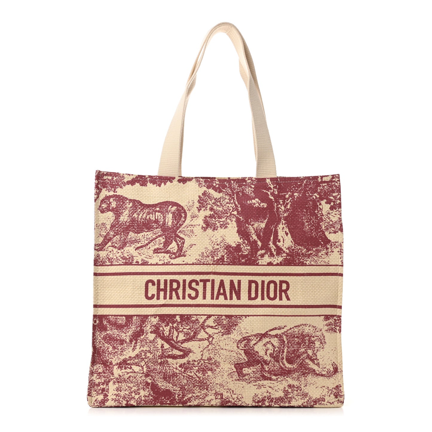 Straw Dioriviera Tote Red