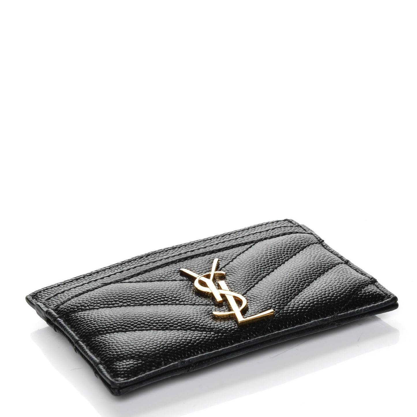 Grain De Poudre Matelasse Chevron Monogram Credit Card Case Black