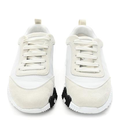 Hermes Calfskin Suede Goatskin Bouncing Sneakers 37 White 2 of 11