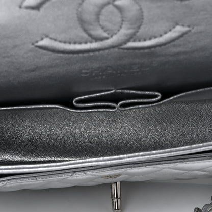 Chanel Metallic Lambskin Quilted Medium Double Flap Silver 5 of 15